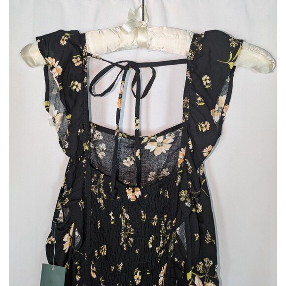 NWT Wild Fable Dress S Women's Black Floral Floral Ruffle Apron Front Sundress - Picture 4 of 7